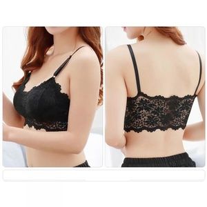 Black Underwear Floral Lace Bralette Crop top